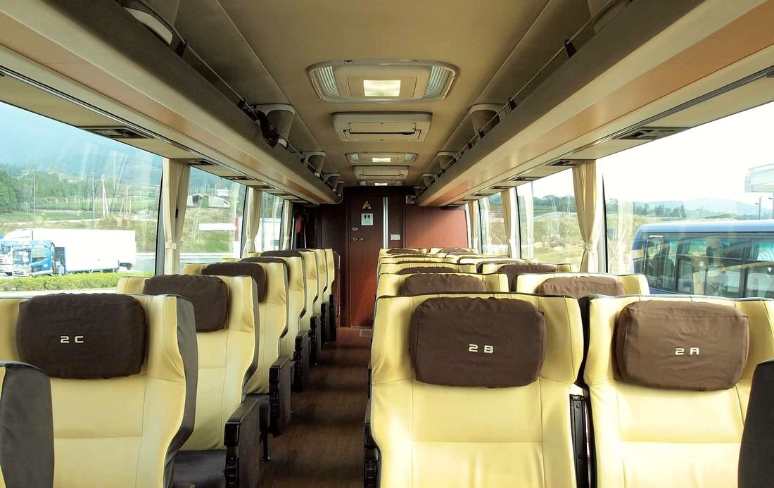 Reclining seats inside a luxury coach