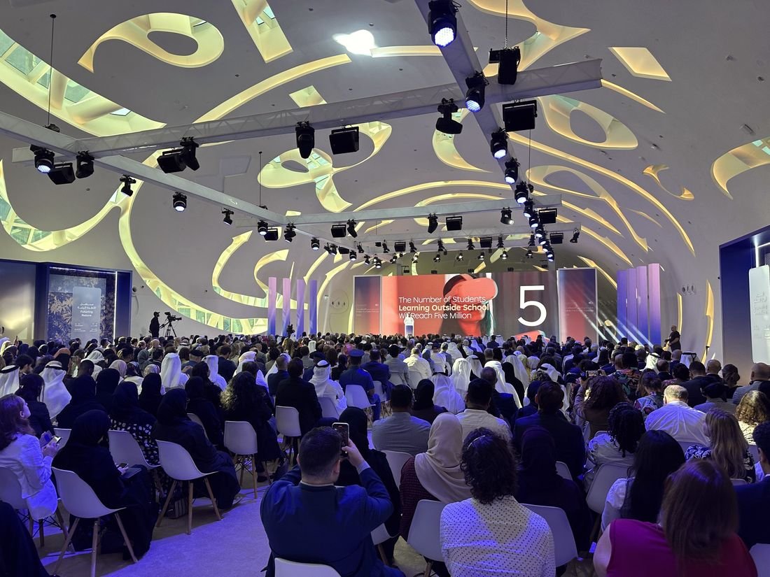Conference stage set for an exhibition in Abu Dhabi
